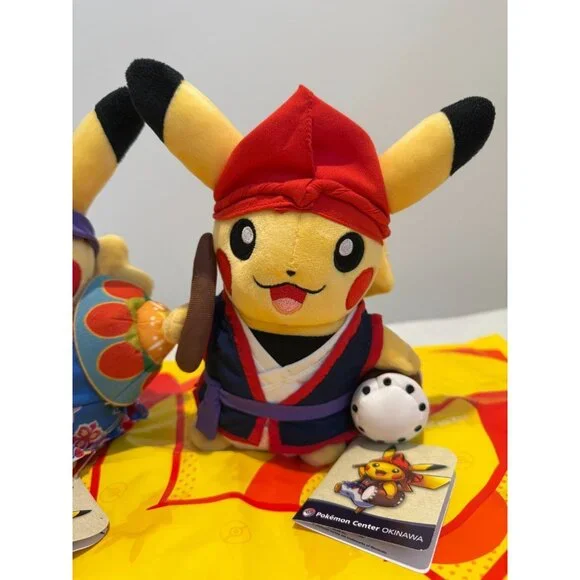 Pokemon Center Okinawa PIKACHU EISA Mascot Plush doll Set of 2 W/Shopbag New - Picture 3 of 7